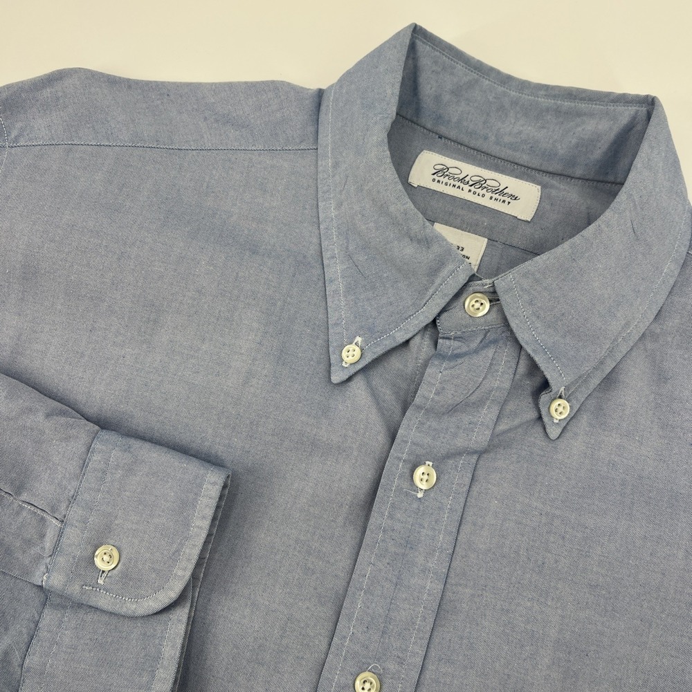 Brooks Brothers Dress Shirt Men's Size 17-33 Blue Button Down Long Sleeve